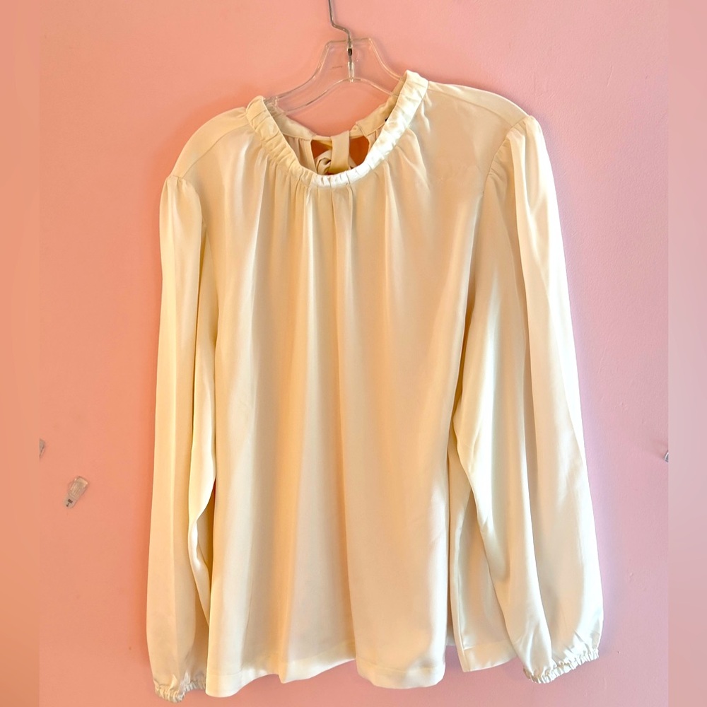 Elegant Ann Taylor White Blouse with tie in back.